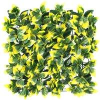 Primrose Yellow Leaf Artificial Hedge Outdoor Patio 16 Panels 50cm x 50cm in None | Size: 50 cm x 50 cm