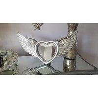 Marco Paul Heart with Angel Wing Decorative Mirror Bathroom Mirror Decor in Silver