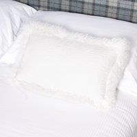 Native Natural White Linen Cushion Sheepskin Trim 30x50cm | Size: Double