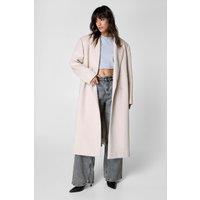 NastyGal Women's Premium Oversized Wool Blend Maxi Coat in Neutral | Size: 6