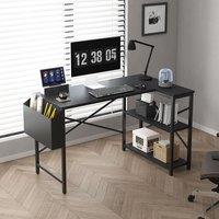 MCC Direct Computer Desk L Shaped Corner Desk with Adjustable shelves - Lotus 120cm in Black