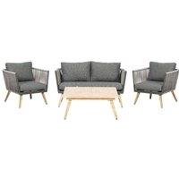 Primrose Living 4 Seater Luxury Lifestyle Rattan Rope Detail Garden Sofa Chair Set with Coffee Table in Beige