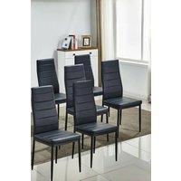 Set of 6 Armless PU Leather High Back Dining Chairs