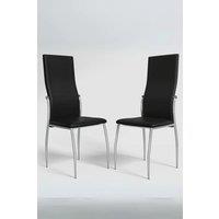 Living and Home 2Pcs PU Leather High Back Dining Chairs in Black