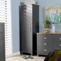 Home Source Wardrobe 1 Door Bedroom Clothing Storage Oak Top Wooden Unit in Dark Grey