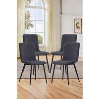 4Pcs Modern Velvet Upholstered Diamond Armless Dining Chairs