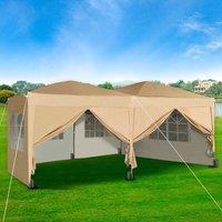 MCC Direct 3x6m Pop Up Gazebo With Removable Sides & Storage Bag in Beige