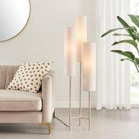 FurnitureboxUK Suri Brass Plated Boho Triple Floor Lamp 3 With White Shades in Gold