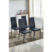4pcs Armless Faux Leather Upholstered High Back Dining Chairs