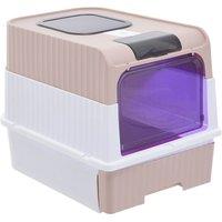 Pink Fully Enclosed Cat Litter Box with UV Sterilization