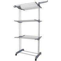 Groundlevel 3 Tier Foldable Clothes Airer; Indoor Outdoor Clothes Rack on Wheels in White
