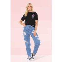 ELAINA FASHION Women's Jeans High Waisted Loose Straight in Blue | Size: 12