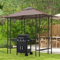 OUTSUNNY 2.5x1.5m BBQ Tent Canopy Patio Outdoor Awning Gazebo Sun Shelter in Brown