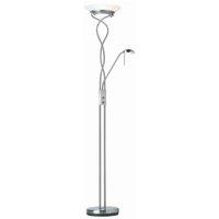 Netlighting Monaco Mother & Child Floor Lamp Satin Chrome Opal Glass G9 in Grey