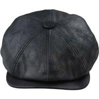TruClothing Men's 8 Panel Razor Baker Boy PU Leather Hat in Black | Size: Large/XL