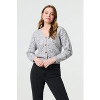 Izabel London Women's Sequin Embellished Cropped Cardigan in Grey | Size: Small