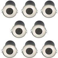 First Choice Lighting Set of 8 Fire Rated Bathroom Recessed Downlights - Brushed Steel IP65 in Silver