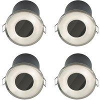 First Choice Lighting Set of 4 Fire Rated Bathroom Recessed Downlights - Brushed Steel IP65 in Silver