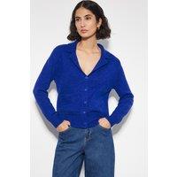 Monsoon Women's Cora V-Neck Collared Cardigan Green in Blue | Size: XL