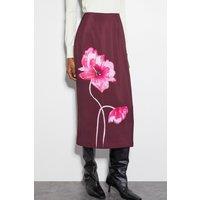 Monsoon Women's Elizabeth Floral Midi Skirt Red | Size: 22
