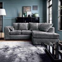Abakus Direct Harriet Crushed Chenille Right Facing Corner Sofa in Dark Grey