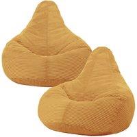 icon Dalton Cord Adult Bean Bag Chair, Set of 2 in Yellow