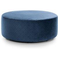 Abakus Direct Chicago Spill-Proof Velvet Large Quilted Swivel Footstool in Dark Blue