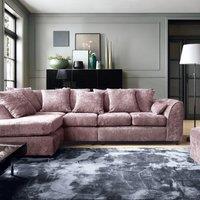 Abakus Direct Harriet Crushed Chenille Large Left Facing Corner Sofa in Pink