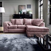 Abakus Direct Harriet Crushed Chenille Right Facing Corner Sofa in Pink