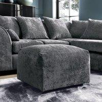 Abakus Direct Harriet Crushed Chenille Footstool in Dark Grey