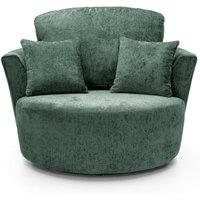 Abakus Direct Harriet Crushed Chenille Swivel Chair in Rifle Green