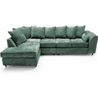 Abakus Direct Harriet Crushed Chenille Large Left Facing Corner Sofa in Green
