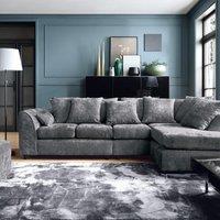 Abakus Direct Harriet Crushed Chenille Large Right Facing Corner Sofa in Dark Grey