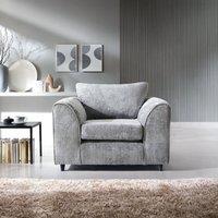 Harriet Crushed Chenille Armchair Chair in Light Grey