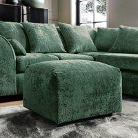 Abakus Direct Harriet Crushed Chenille Footstool in Rifle Green
