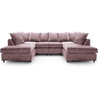 Abakus Direct Harriet Crushed Chenille U-Shape Sofa in Pink