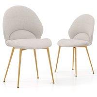 Gymax 2 Pack Dining Chairs Upholstered Accent Chairs For Living Room Study in Light Grey