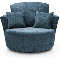 Abakus Direct Harriet Crushed Chenille Swivel Chair in Dark Blue