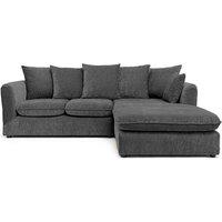 Abakus Direct Lucas Water Repellent Velvet Chenille Right Facing Corner Sofa in Dark Grey