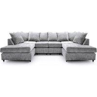 Abakus Direct Harriet Crushed Chenille U-Shape Sofa in Light Grey