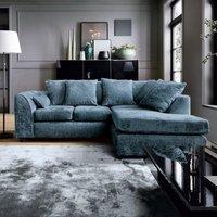 Abakus Direct Harriet Crushed Chenille Right Facing Corner Sofa in Dark Blue