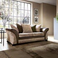 Abakus Direct Farrow Crushed Chenille 3 Seater Sofa in Brown & Beige