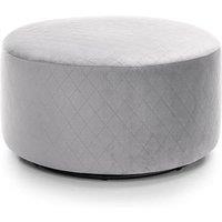 Abakus Direct Chicago Spill-Proof Velvet Quilted Swivel Footstool in Light Grey