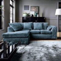 Abakus Direct Harriet Crushed Chenille Left Facing Corner Sofa in Dark Blue