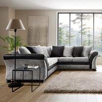 Abakus Direct Farrow Crushed Chenille Corner Sofa in Black & Light Grey