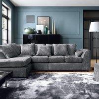 Abakus Direct Harriet Crushed Chenille Large Left Facing Corner Sofa in Dark Grey