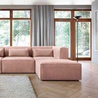 Abakus Direct Doris Corner Sofa in Pink Cord Chenille