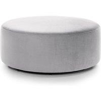 Abakus Direct Chicago Spill-Proof Velvet Large Swivel Footstool in Light Grey