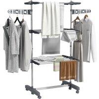 HOMCOM Large Clothes Airer Stainless Steel Clothes Drying Rack in Grey