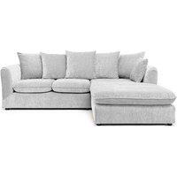 Abakus Direct Lucas Water Repellent Velvet Chenille Right Facing Corner Sofa in Silver